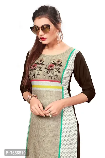 New Ethnic 4 You Women's Crepe Straight Kurta (3377_L_Multicolored _Large)-thumb5