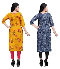 New Ethnic 4 You Women's American Crepe Straight Kurta (Combo Pack Of 2)-thumb1