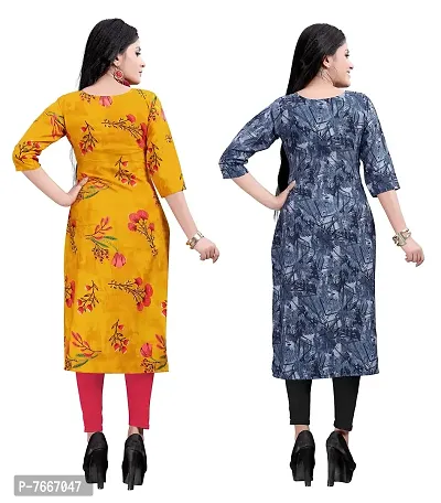 New Ethnic 4 You Women's American Crepe Straight Kurta (Combo Pack Of 2)-thumb2