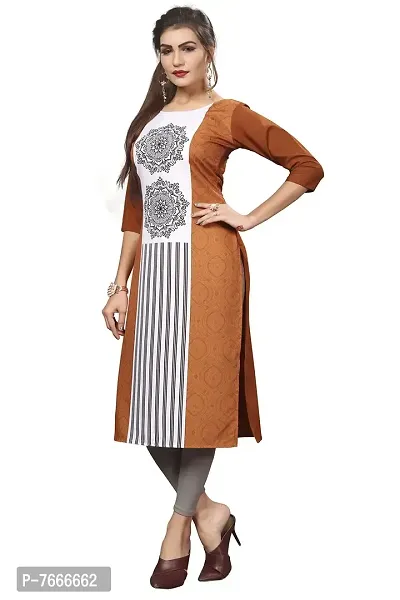 New Ethnic 4 You Women's Crepe Straight Kurta (etc173_XL_Brown_40)-thumb2