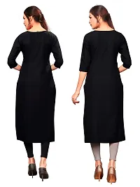 New Ethnic 4 You Women's American Crepe Straight Kurta (Combo Pack Of 2)-thumb1