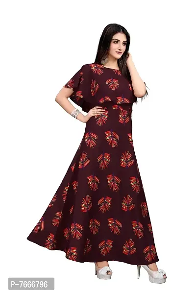 New Ethnic 4 you Women's Crepe Anarkali Gown_184 Maroon Color-thumb3