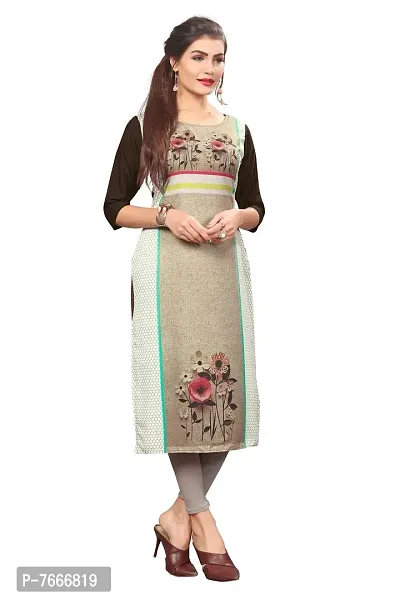 New Ethnic 4 You Women's Crepe Straight Kurta (3377_L_Multicolored _Large)-thumb3