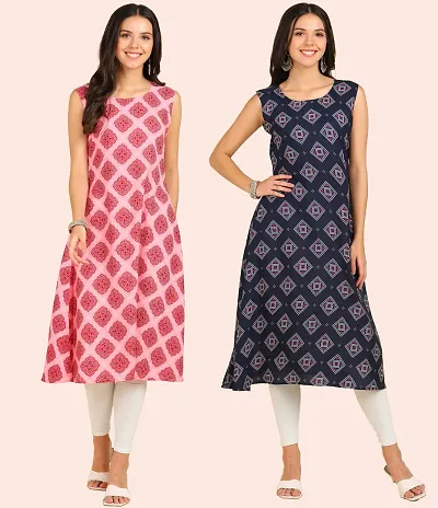 Fancy Sleeveless American Crepe Kurtis Pack