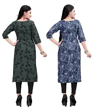 New Ethnic 4 You Women's American Crepe Straight Kurta (Combo Pack Of 2)-thumb1