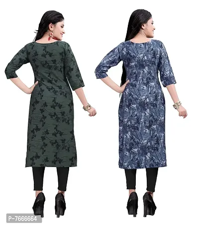 New Ethnic 4 You Women's American Crepe Straight Kurta (Combo Pack Of 2)-thumb2