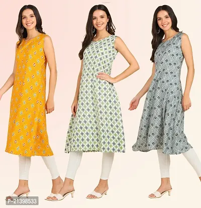 Fancy American Crepe Kurtis for Women Pack Of 3-thumb3