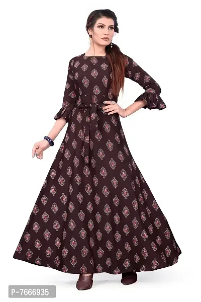 Stylish Red Crepe Ethnic Gowns For Women-thumb5