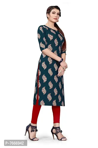 New Ethnic 4 You Women's Crepe Straight Cut Kurta_(Kurti-199_Blue Color)-thumb3