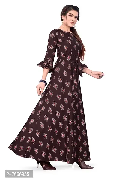 Stylish Red Crepe Ethnic Gowns For Women-thumb3
