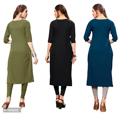 New Ethnic 4 You Women's American Crepe Straight Kurta (Combo Pack Of 3)-thumb2