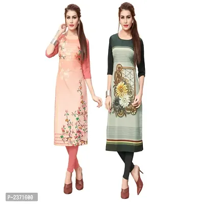 Multicoloured Crepe Printed Kurtas Combo of 2