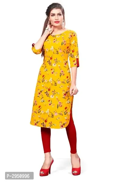 Multicolored Printed Straight  Crepe Kurta-thumb0