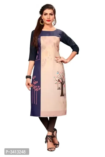 New Ethnic 4 You Women's Multicolor Printed Full-Stitched Crepe Straight Kurta-thumb0