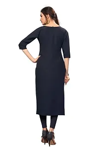 Navy Blue Crepe Printed Kurtas For Women-thumb1