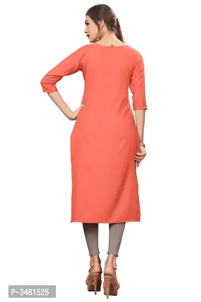 Elegant Peach Printed Crepe Women Straight Kurti-thumb2