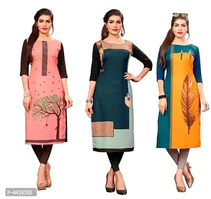 Multicoloured Crepe Digital Printed Kurtas For Women-thumb0