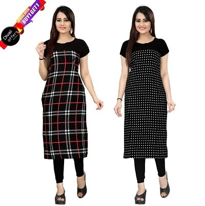 Women's Full-Stitched Crepe Straight Kurti (Combo Pack Of 2)