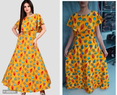 Golden Crepe Digital Printed Kurtas For Women