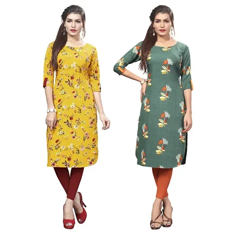 Casual Wear American Crepe Printed Kurta - Pack of 2