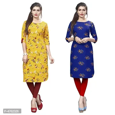 American Crepe Printed Straight Kurti (Pack Of 2)