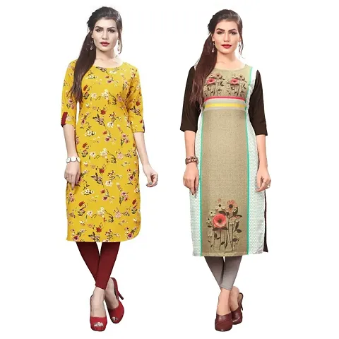 Casual Wear American Crepe Printed Kurta - Pack of 2