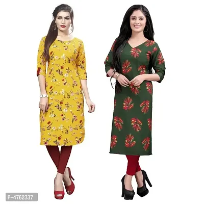 American Crepe Printed Straight Kurti (Pack Of 2)