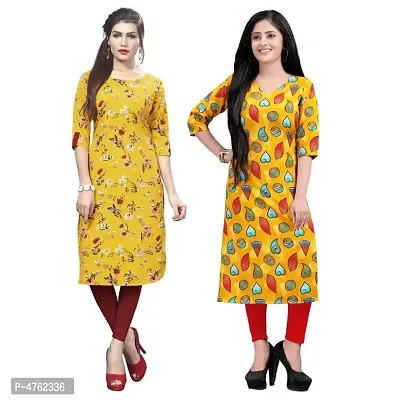 American Crepe Printed Straight Kurti (Pack Of 2)