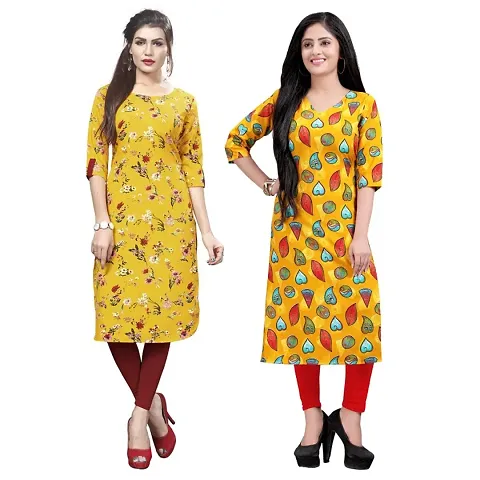 American Crepe Straight Kurti (Pack Of 2)