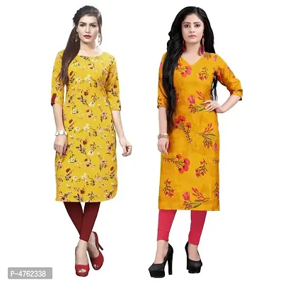 American Crepe Printed Straight Kurti (Pack Of 2)