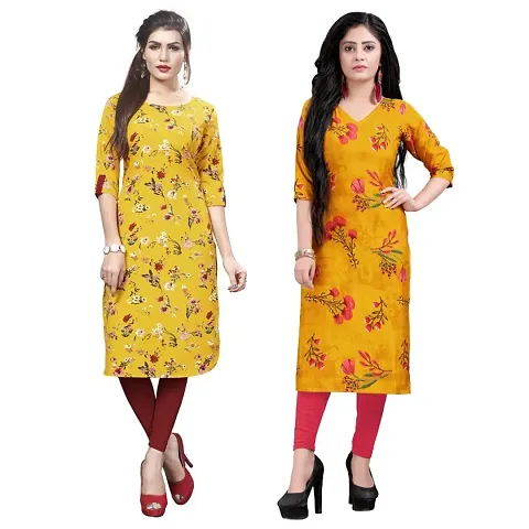 American Crepe Straight Kurti (Pack Of 2)