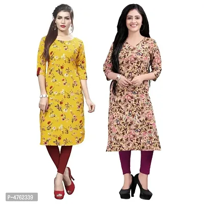 American Crepe Printed Straight Kurti (Pack Of 2)