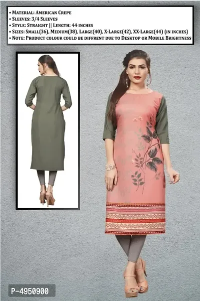 Attractive Printed Full-Stitched Crepe Straight Kurta