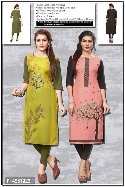 Attractive Printed Full-Stitched Crepe Straight Kurta-thumb0