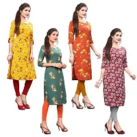 Attractive Printed Full-Stitched Crepe Straight Kurta (Combo Pack Of 4)-thumb2