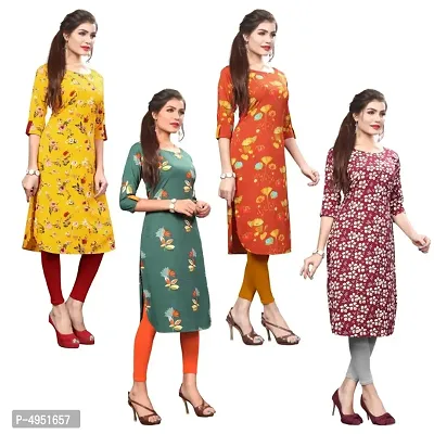 Attractive Printed Full-Stitched Crepe Straight Kurta (Combo Pack Of 4)-thumb3