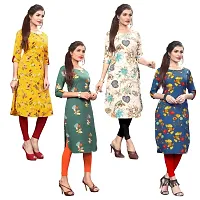 Attractive Printed Full-Stitched Crepe Straight Kurta (Combo Pack Of 4)-thumb1