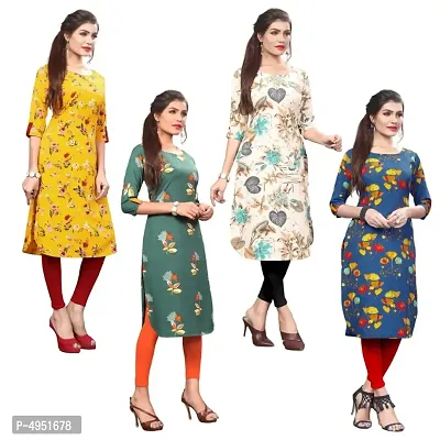 Attractive Printed Full-Stitched Crepe Straight Kurta (Combo Pack Of 4)-thumb2