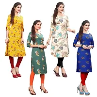 Attractive Printed Full-Stitched Crepe Straight Kurta (Combo Pack Of 4)-thumb2