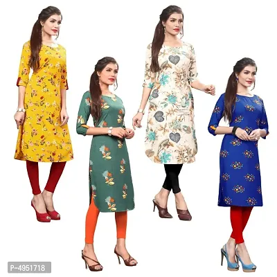 Attractive Printed Full-Stitched Crepe Straight Kurta (Combo Pack Of 4)-thumb3