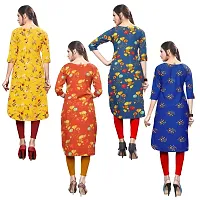 Attractive Printed Full-Stitched Crepe Straight Kurta (Combo Pack Of 4)-thumb1