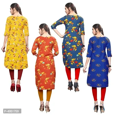 Attractive Printed Full-Stitched Crepe Straight Kurta (Combo Pack Of 4)-thumb2