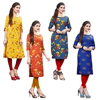 Attractive Printed Full-Stitched Crepe Straight Kurta (Combo Pack Of 4)-thumb2