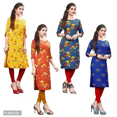 Attractive Printed Full-Stitched Crepe Straight Kurta (Combo Pack Of 4)-thumb3