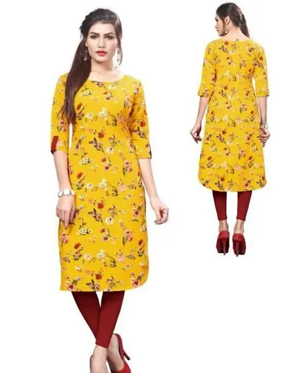 Multicolored Printed Straight Cut Crepe Kurta