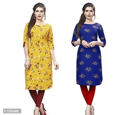 American Crepe Printed Straight Kurti (Pack Of 2)-thumb0