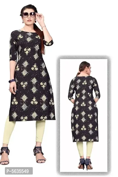 Women's Printed Full-Stitched Crepe Straight Kurti