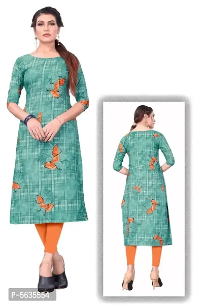 Women's Printed Full-Stitched Crepe Straight Kurti