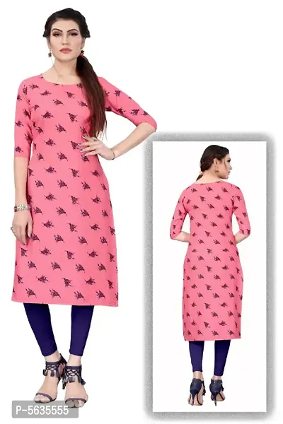 Women's Printed Full-Stitched Crepe Straight Kurti