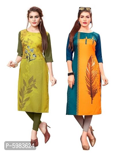 Multicoloured Crepe Digital Printed Kurtas For Women